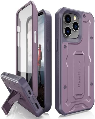 CaseBorne V Компатибилен со iPhone 14 Pro Max Случај-Воена Одделение Полно Тело Солиден Со Kickstand И Вграден Заштитник На Екранот-Црна