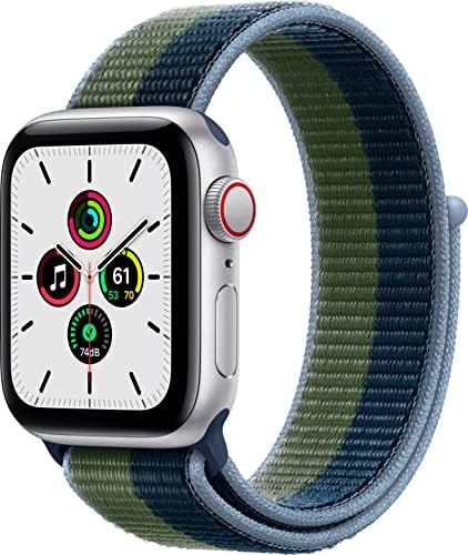 Apple Watch SE Сребрена Алуминиумска Кутија Со Бездна Сина/Мос Зелена Спортска Јамка