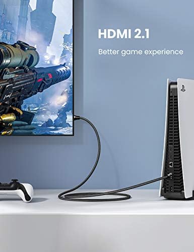 UGREEN 8K HDMI Кабел 2.1 6.6 FT 48Gbps Ултра Голема Брзина HDMI Кабел Плетенка 8K@60Hz 4K@120Hz, eARC HDR10 HDCP 2.2&засилувач; 2.3 HDMI Кабел