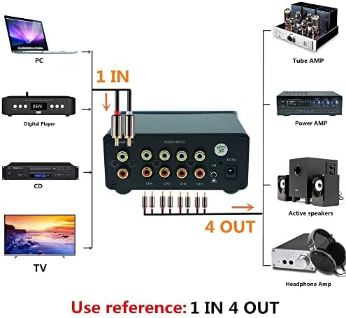 WXBDD Аудио сигнален прекинувач 4 Влез 1 Out HIFI стерео RCA Switch Splitter Box