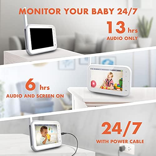 РЕКСИНГ Бм1 Бебе Монитор w / Снимање Способности 4.5 IPS Дисплеј, 720p Видео/Аудио, Двонасочно Зборување, Микрофон/Звучник, Опсег од 1000 стапки,Ноќно
