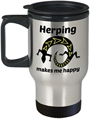 Кригла за патувања со херпес - одличен подарок за херпетинг за некој што сака да бара водоземци и кригла со кафе на рептили