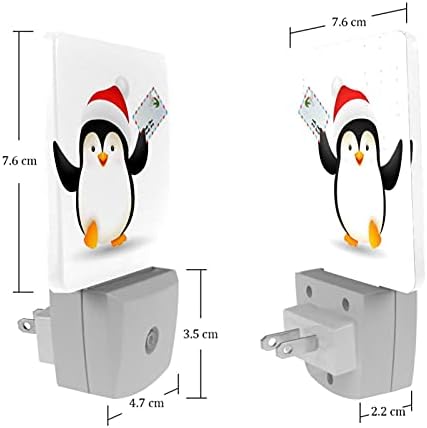 Среќен Божиќ Пингвин LED ноќно светло, детски ноќни светла за приклучок за спална соба во wallидна ноќна ламба прилагодлива осветлување за скали во спална соба ходник