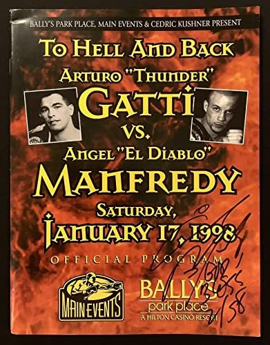 Arturo Gatti vs Angel Manfredy потпишан борба програма за боксот Autograph 1/17/98 TPG - Автограмиран бокс Разните артикли