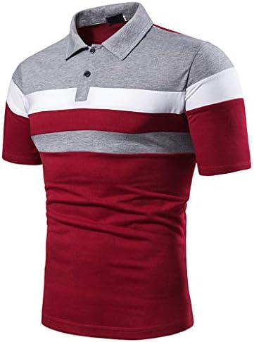 XXBR машки голф решетка за кратки ракави за истегнување поло маица лепенка, обична маица врвна машка машка поло, модна маичка, краток ракав спортски кошули краток рак
