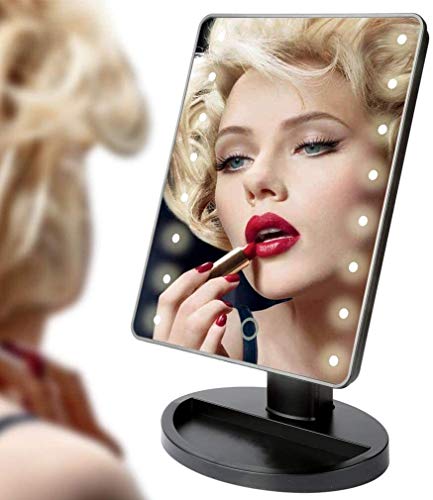 YUESFZ LED осветлен огледало за шминка, затемнет екран на допир на допир на допир Огледало од 10x Огледало за зголемување, преносно и високо