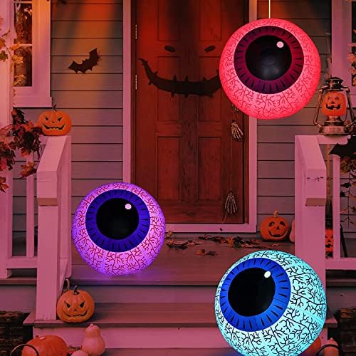 Ноќта на вештерките надувување на очното јаболко со RGB LED светла, 24 инчи Ноќта на вештерките на надувување на очното јаболко со 16 LED светла