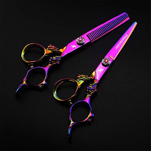 XJPB шарени ножици за сечење коса комплети со висока берберска коса и сет за слабеење - 6,0 инчи бербер/салон/комплет за домашни