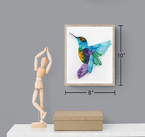 Уникилинг зачудувачки комплет за хартија за возрасни почетник - 8 * 10in Hummingbird, Исклучителна DIY занаетчиска wallидна уметност Декор Најдобри