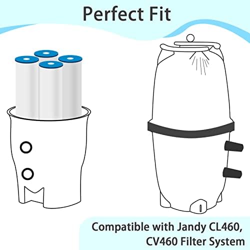 Касети за филтрирање со 4 пакувања со 4 пакувања за Jandy CV460, CL460, замена за Jandy R0554600, Pleatco PJAN115, 460 sq.ft