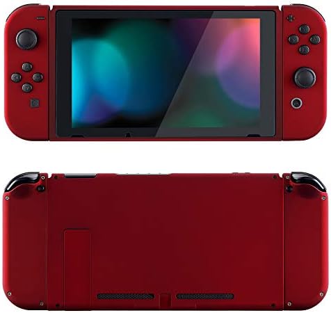 Extremerate Scarlet Red Front Front Protems For Nintendo Switch Console, NS JOYCON Handheld Controller куќиште со целосни копчиња за поставување, целосна поставена обвивка за замена за Nintendo Switch - прекинувачот н?