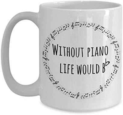 Пијанистичка кригла, без живот на пијано би бил рамен, подарок за наставник по пијано, студент по пијано, пијанист