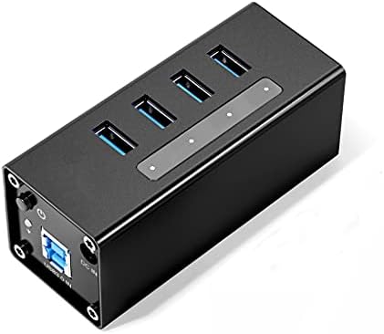 HGVVNM Алуминиум 4 Порта USB3.0 СПЛИТЕР USB Центар Поддршка BC1. 2 Полнење СО 12v2a Адаптер За Напојување За Додатоци За ЛАПТОП КОМПЈУТЕР