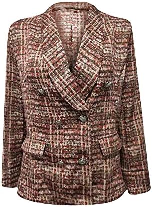 Daseis женски лапл отворена предна јакна со долги ракави со долги ракави со двојна гради волна облека за зимска зимска средна
