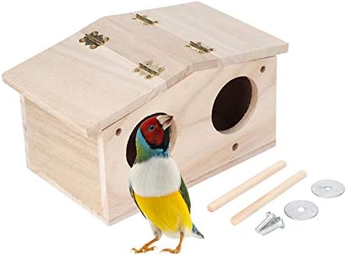 Дрвени гнезда на птици од миленичиња, кутија за гнездо од папагал, папагал од папагал кутија за парење за bубовници кокатиел буџетски папагали