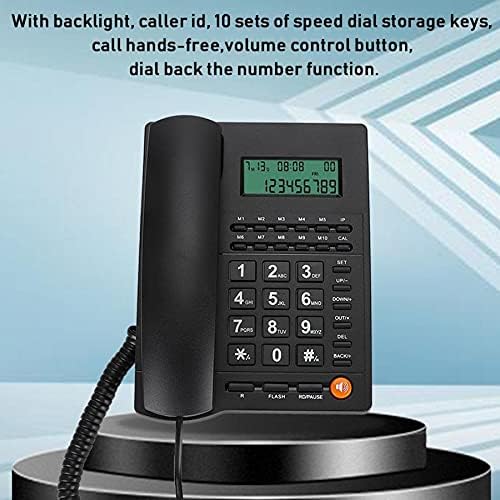 WODMB Телефонска фиксна фиксна фиксна е приказ на телефонски повик телефон за домашен хотел ресторан црна домашна телефонска жица за