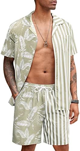 Coofandy Men Хавајски кошула поставува случајно копче надолу кошули 2 парчиња летни облеки на плажа