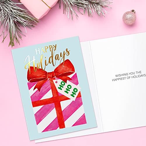 Сет за Божиќни картички Sweetzer & Parone - 24 картички за одмор на злато фолија со црвени коверти - 6 разновидни дизајни кутии