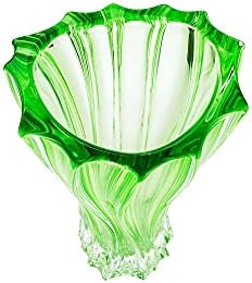 Зелена колекција на Плантика модерна кристална рачно изработена декоративна цветна вазна - вазна од 12,5 инчи, зелена