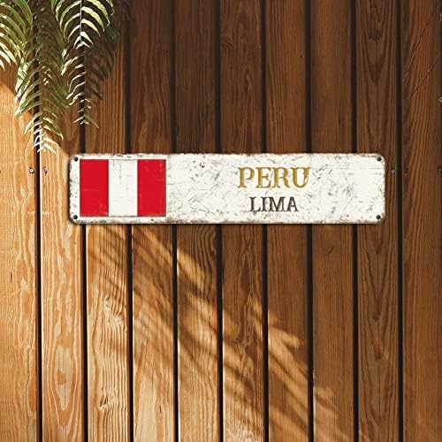 Перу метал знак Лима алуминиумски знак меѓународен празник сувенир град сувенир 4х18in отпорен на декорација знак за библиотека кујна за дневна соба