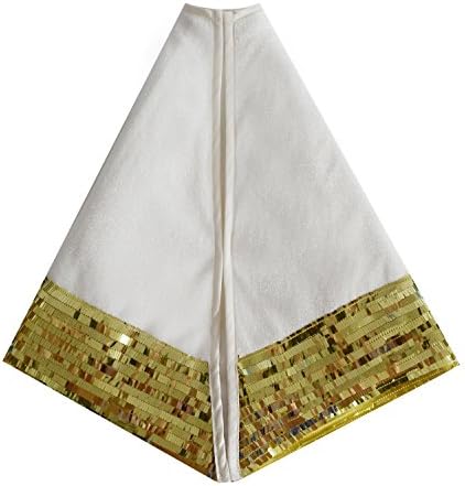 Жирешом 50 Елка Здолниште бела кадифена ткаенина Со Златна Светка Сјај Сјај граница шестоаголник дизајн