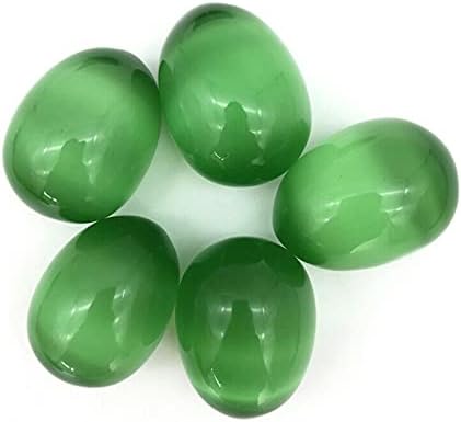 Laaalid XN216 5 парчиња Голема зелена мачка за очи на очи во форма на јајце во форма на јајце -камења, кристално заздравување,