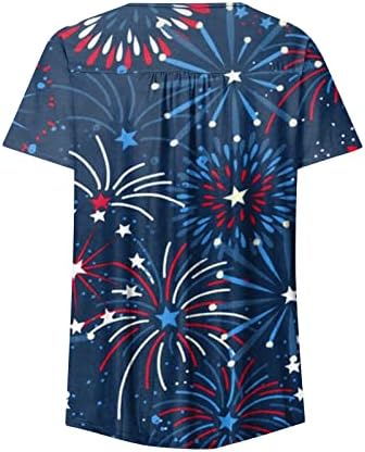 Adhowbew 4 -ти јули кошули жени кратки ракави против вратот Американски знаме патриотски starsвезди ленти блузи 2023 година