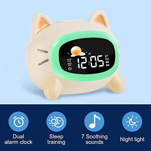 JOKIRYDO KIDS Alamper часовник за девојки ОК за да се разбудат часовници за деца со детски тренер за спиење одбројување ноќно светло спиење машина симпатична мачка дигитале?