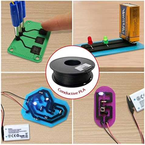 PLA проводен 3D филамент за печатач 1.75mm +/- 0,03mm 1kg spool, погоден за печатење на додатоци за електроника, 0,5 кг