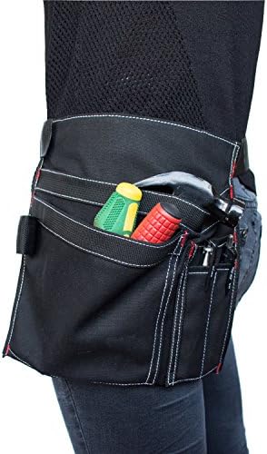 Алатка торбичка mdstop единечна престилка со 5 џебови и 1 јамка на чекан, се вклопува за чекан, моливи, шрафцигери итн.