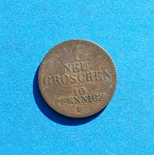 1854 Де германски Држави Саксонија 10 Пфениге Монета Многу Фини Детали