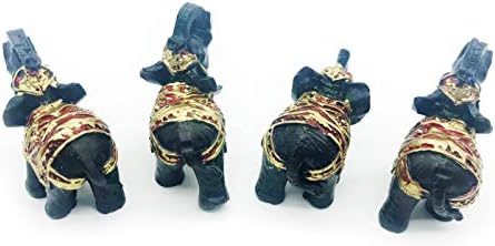 Мозе Кафоло Фенг Шуи сет од 4 црни тајландски слонови статуи богатство среќа фигурини за домашни украси Домаќинство честитки за подарок