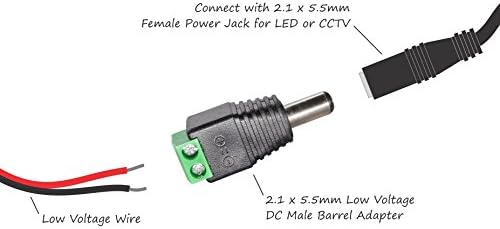 Приклучок за конектор за машки барел 5,5мм x 2,1мм за CCTV камери/единечна боја LED ленти пакет од 10 парчиња