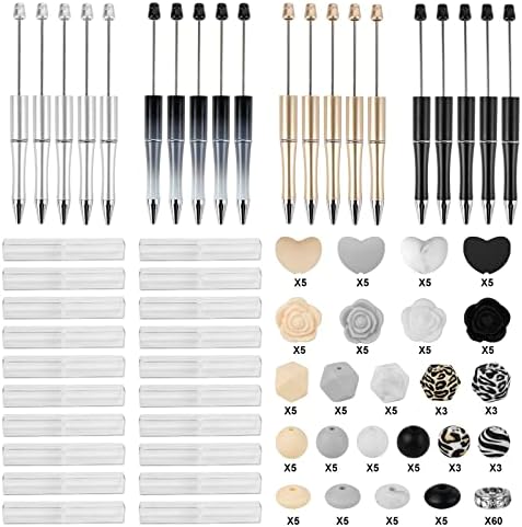 Keyzone 20 парчиња комплет за пенкала, магла со брановидни точки со силиконски монистра и случаи на пенкало, пенкала за занаетчиски монистра што прават комплет со асорт