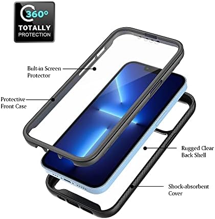 Покријте го Телефонскиот случај, Комплетна заштитна кутија компатибилна со iPhone 13 PRO Hard PC+Soft Silicone TPU 3IN1 ShockProof Заштитна