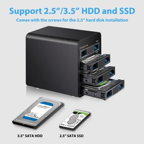 4 Беј Хард Диск Комплет, cenmate USB 3.0/USB C До SATA Надворешен HDD Комплет за 2.5/3.5 инчен Hdd Ssd Поддршка За Складирање 4x14TB