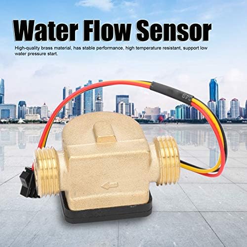 Сензор за проток на вода G1/2in, мерач на месинг во сала DC 3‑24V Мерач на проток на вода за грејачи на вода, машини за кредитни картички,