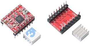 5PCS A4988 Stepper Motor Driver Pololu Step Sticktick Module Board Red со алуминиумски топлински мијалник компатибилен со рампите 1.4 Reprap