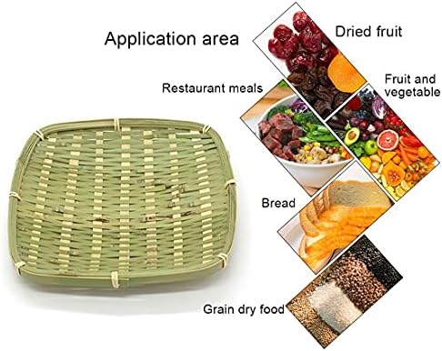 SJYDQ бамбус ткаен квадратен фиока за овошје, рачно плетена лента за складирање, рачно плетена корпа за леб, корпа за храна и