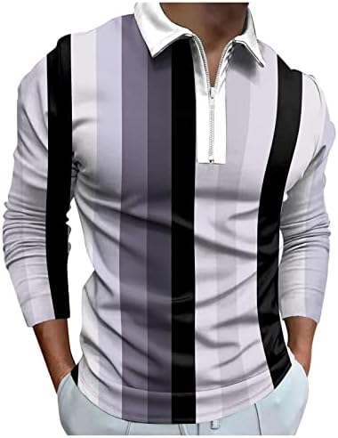 ZDDO 2022 Нови кошули за машка поло, долги ракави 1/4 поштенски до врвови за голф на вратот, шарени крпеници за улична облека, обична