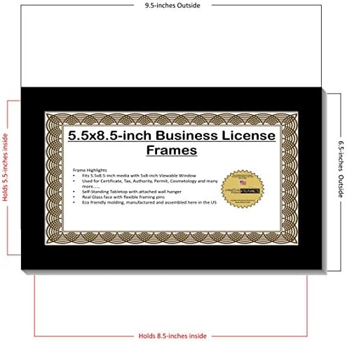 CreativePf [5.5x8.5bk] Рамка за деловна лиценца со самостојна инашачка и wallидна закачалка за поголема разноврсност