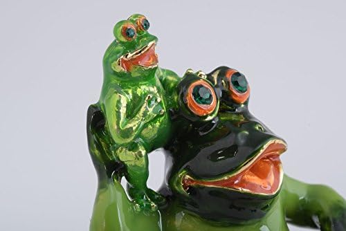 Керен Копал Мајка жаба и бебешка жаба Фаббер стил рачно изработена кутија за ситници