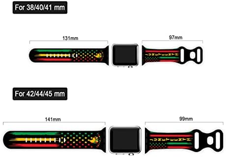 Black History Watch Band компатибилен со Apple Watch 38mm 40mm 41mm 42mm 44mm 45mm Силиконски рачни ленти за замена за замена за