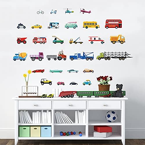 Decalmile автомобили wallидни налепници превезуваат детски простории wallидни декор кораат и стапчиња wallидови за момчиња детска соба расадник спална соба училница