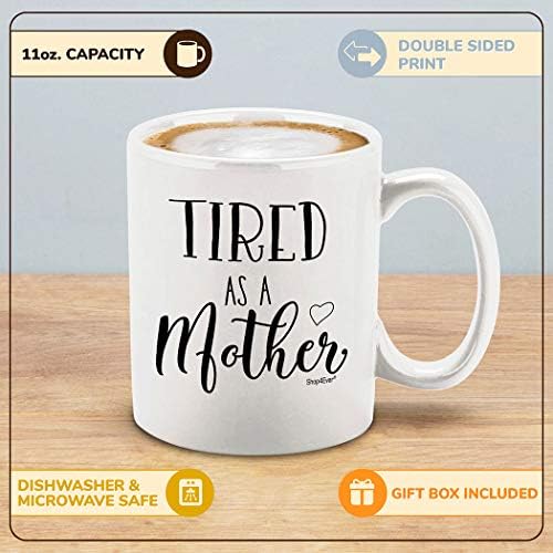 Shop4ever уморен како мајка керамичка кафе кригла смешна нова мама кафе кригла