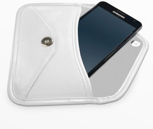 Boxwave Case компатибилен со Galaxy S6 Edge - Елитна кожна торбичка за месинџер, синтетички кожен покритие дизајн на пликови - бел слонова коска