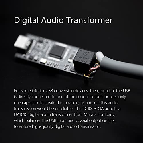 Linsoul ddhifi TC100-CoA USB-C до дигитална коаксијална конвертор кабел за аудиофил