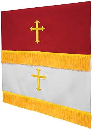 Постдипломски Сет од 3 Реверзибилни Параметри Црвено Бело Со Везено Злато Латински Крст