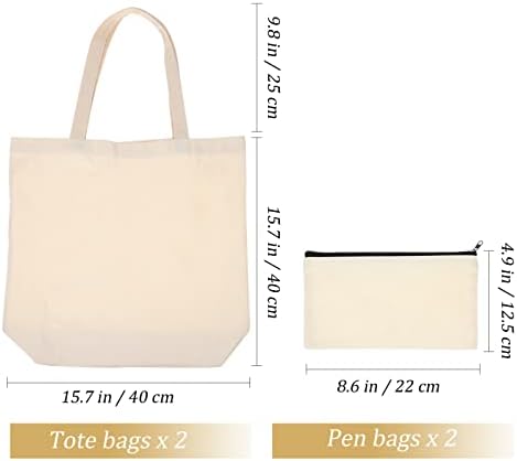 Sherchpry 4 пакувања празно платно торби со молив со молив со платно, DIY занаетчиска торба за занаетчиско платно за платно торба