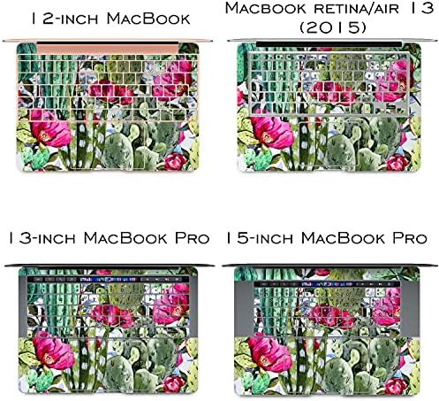 LEX алтернативен винил кожа компатибилен со MacBook Air 13 Inch Mac Pro 16 Retina 15 12 2020 2019 2018 Floral Cactus розов цвет образец